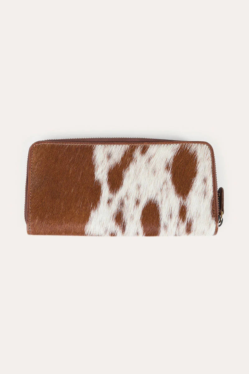 Ringers Toro Dama Zip Purse, White/Brown