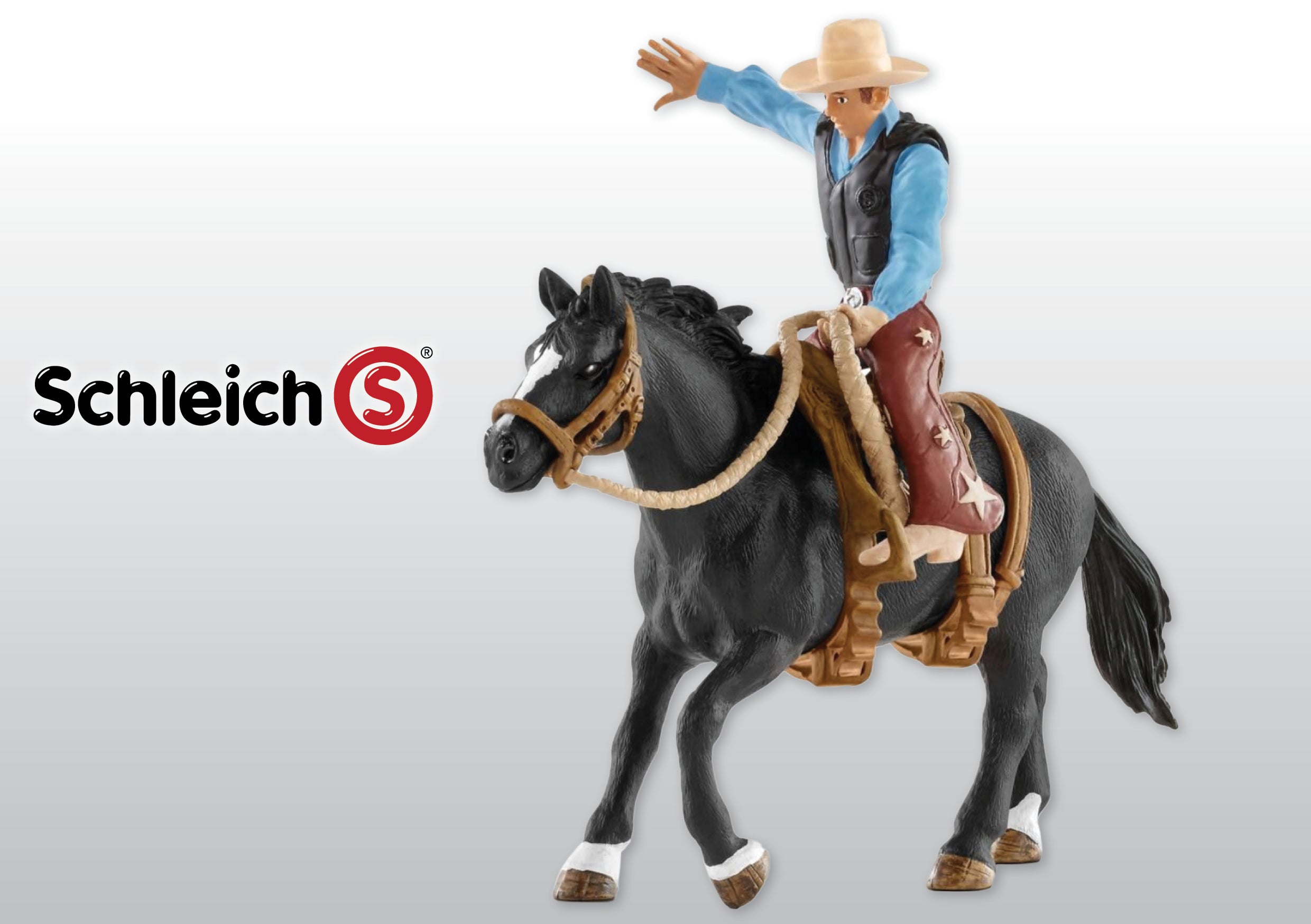 Schleich Bronc Riding with Cowboy%