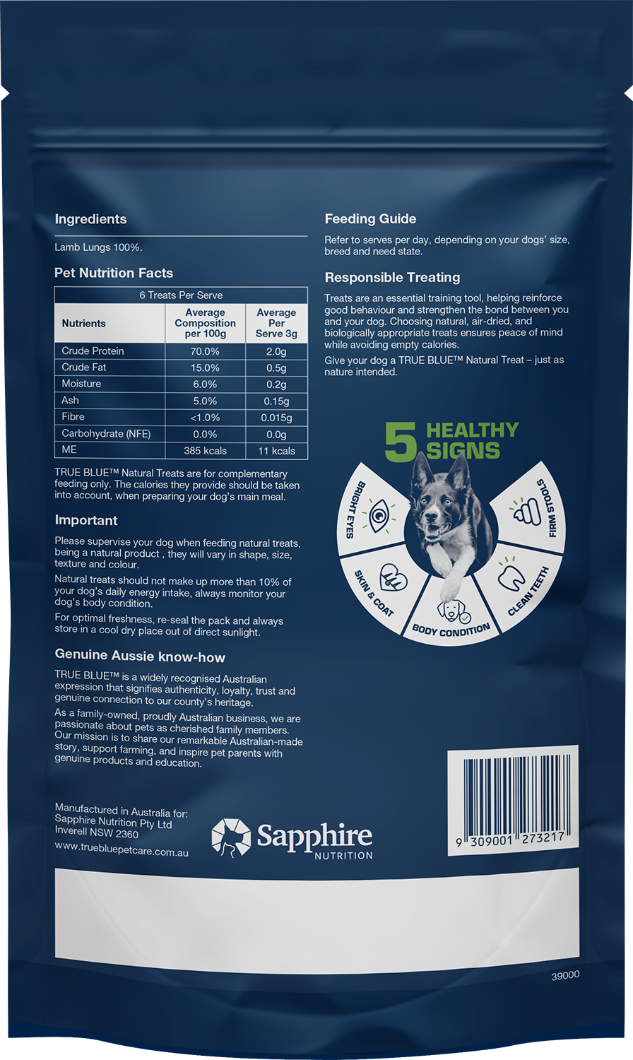 True Blue Treats Aussie Lamb Lung (50g)