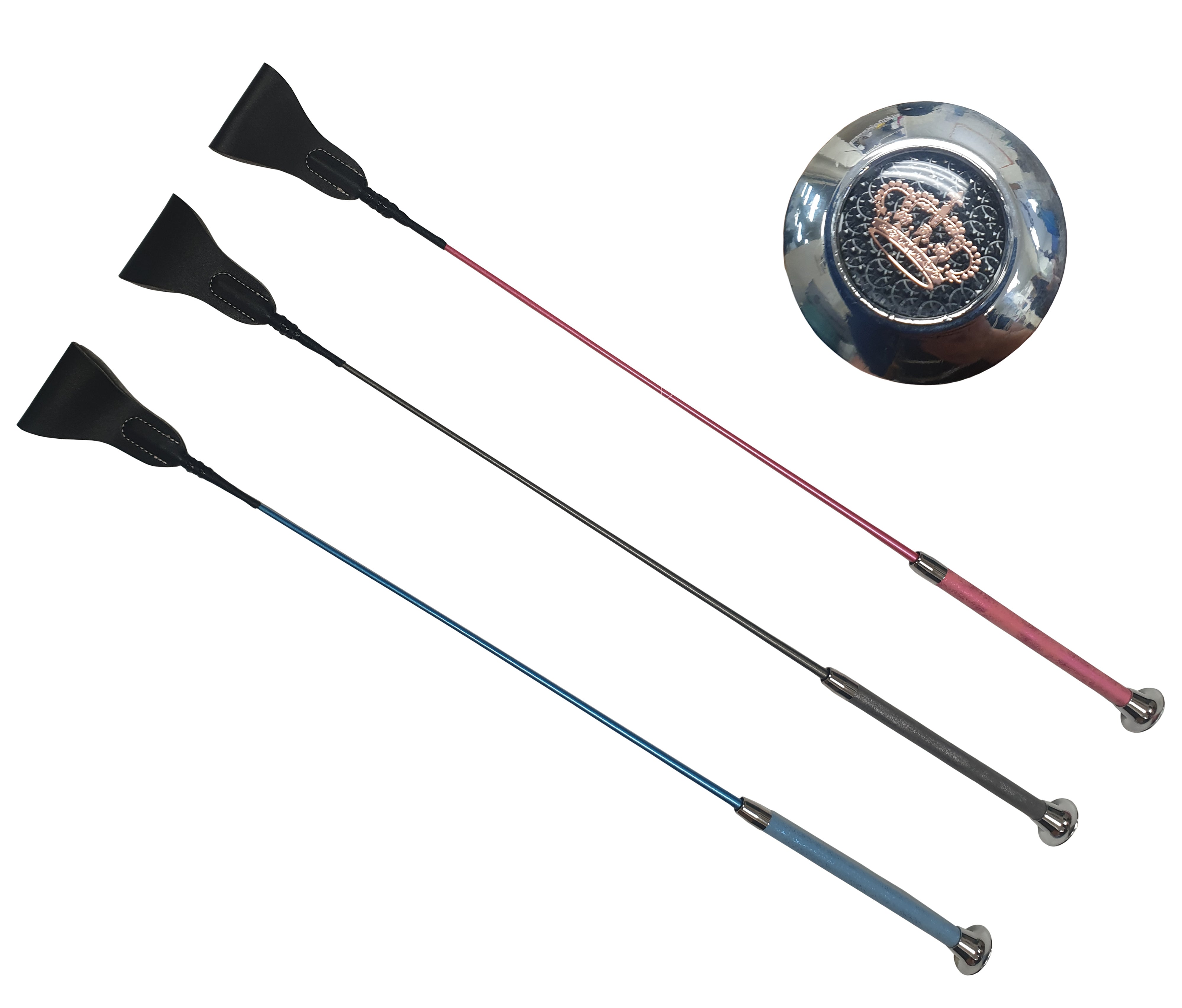 Enzo Metallic Riding Crop Black / 65cm