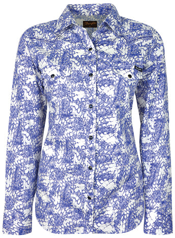 Wrangler Wmns Cora Print  Shirt (12 Blu%