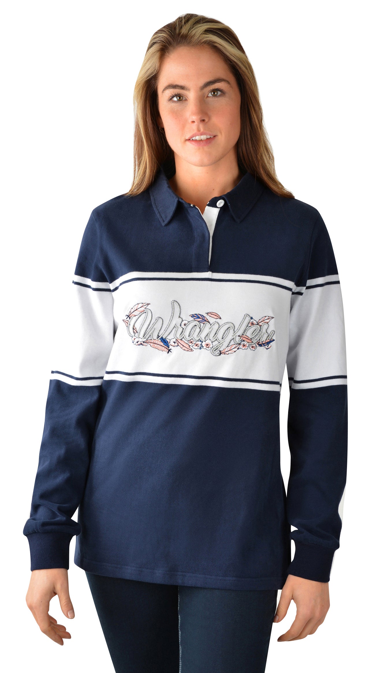 C-Wrangler Wmns FeatherRugby(16 Nvy/Wht%