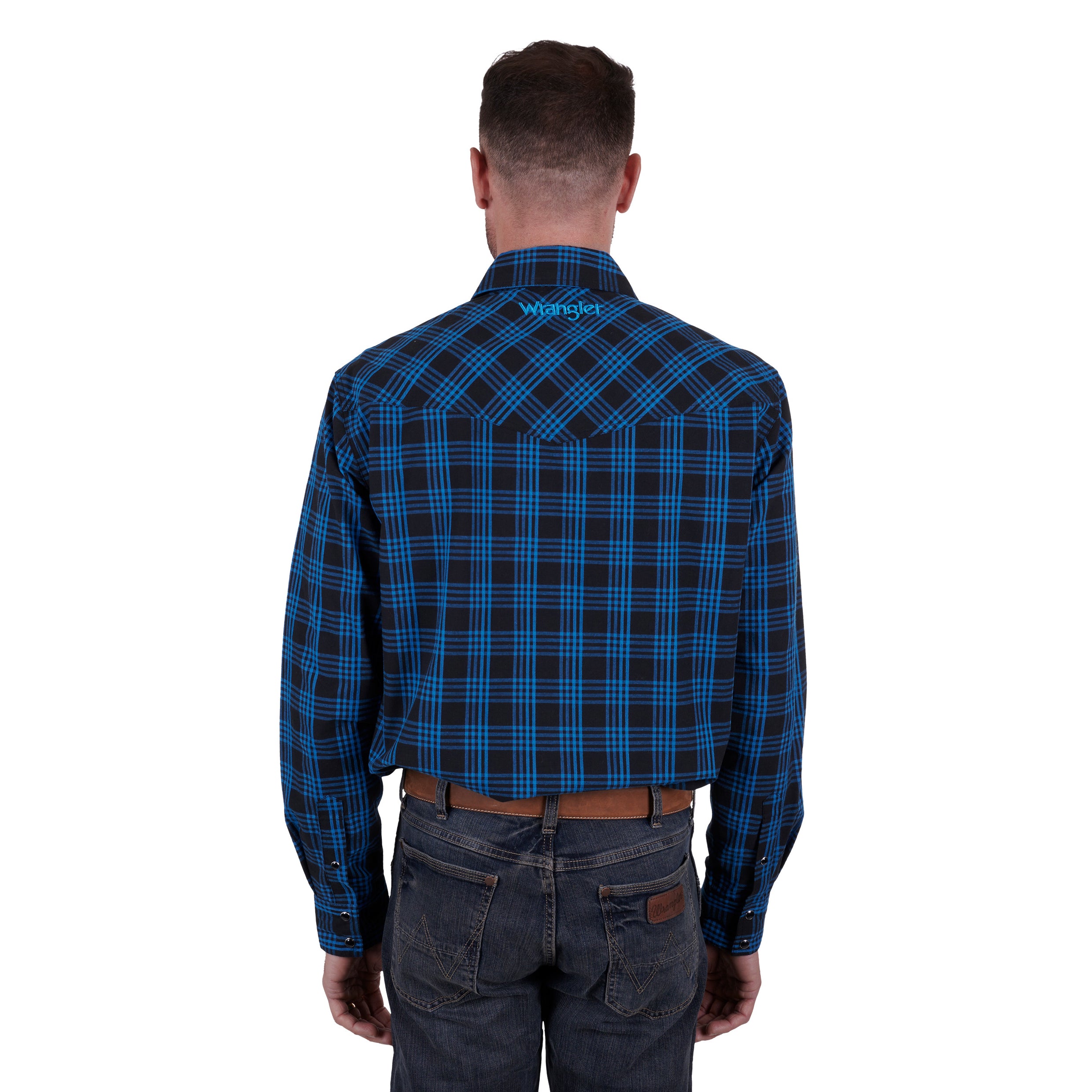 Wrangler Mens Betts Logo Shirt % Blue/RBlue / Large