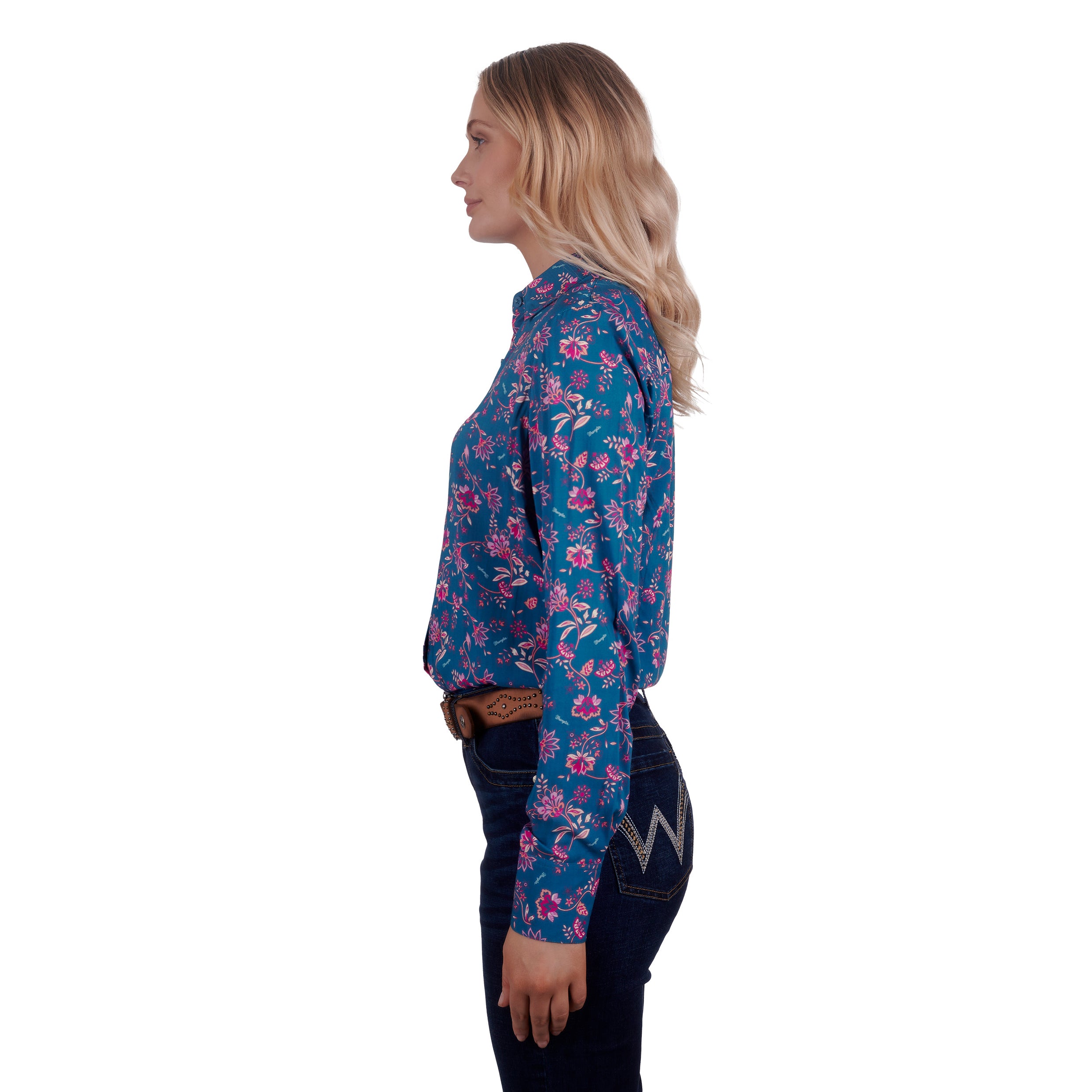 Wrangler Wms Leah LS Shirt % Teal/Pink / 10