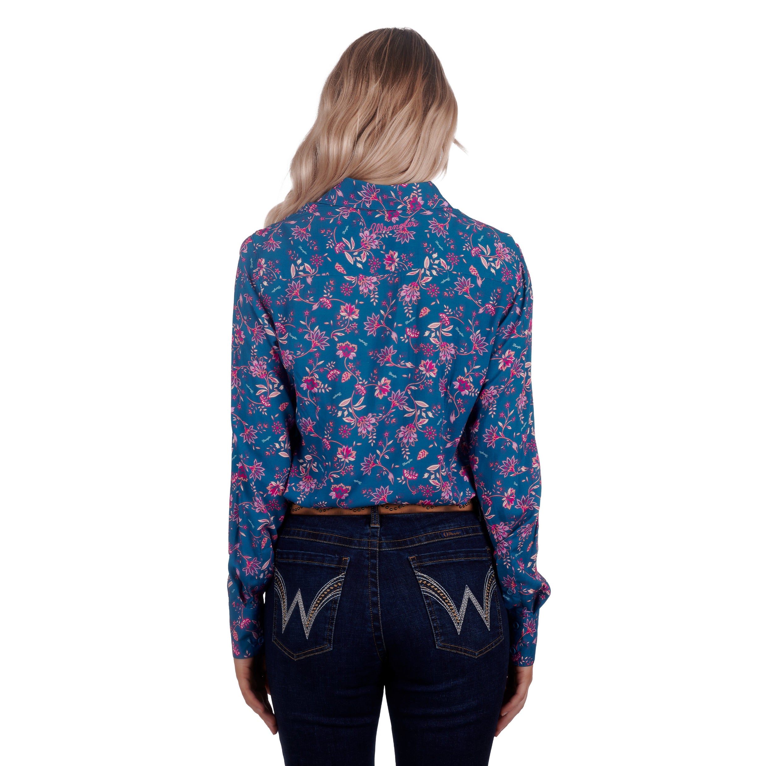 Wrangler Wms Leah LS Shirt % Teal/Pink / 10