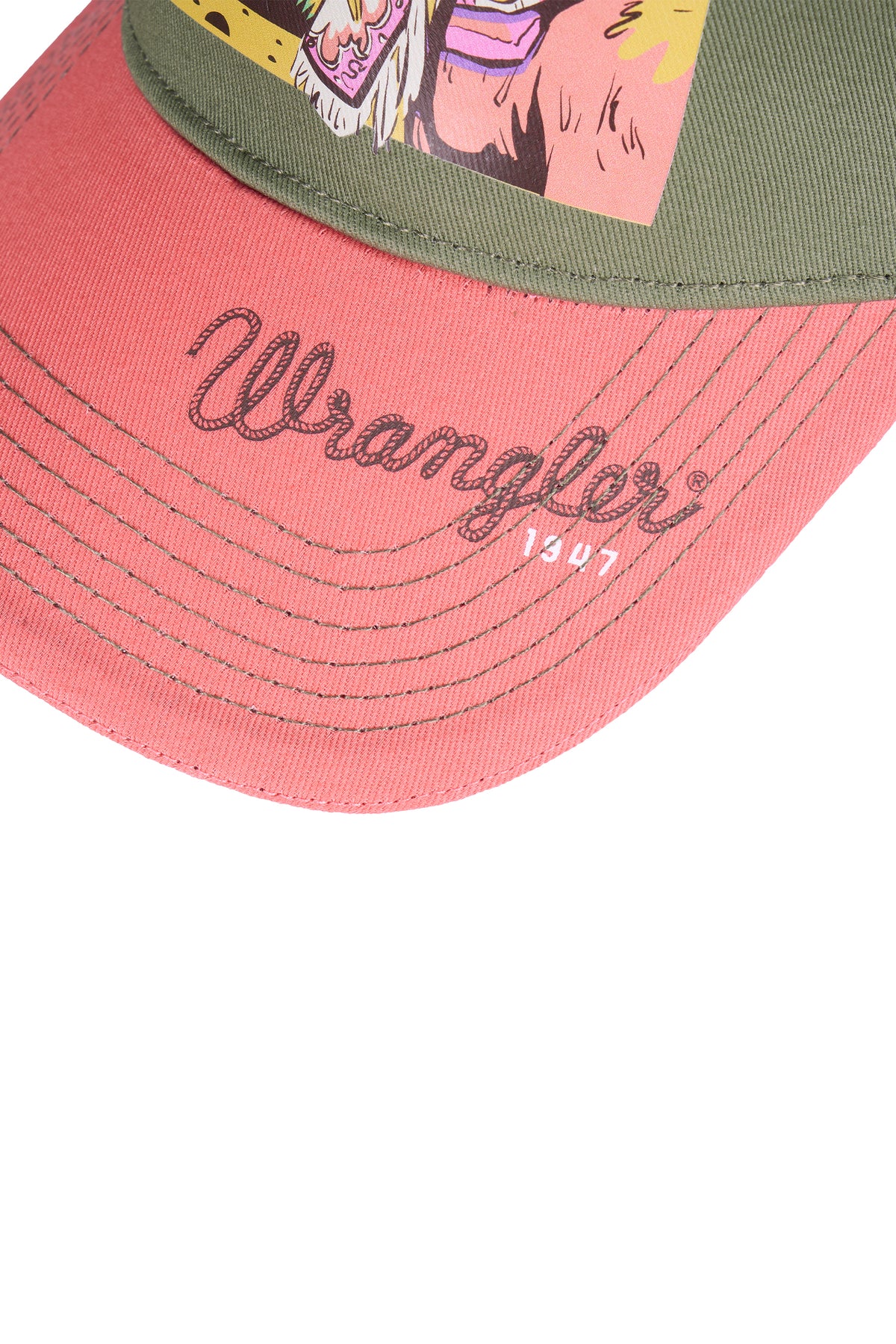Wrangler Willa High Profile Trucker Cap - Khaki/Coral