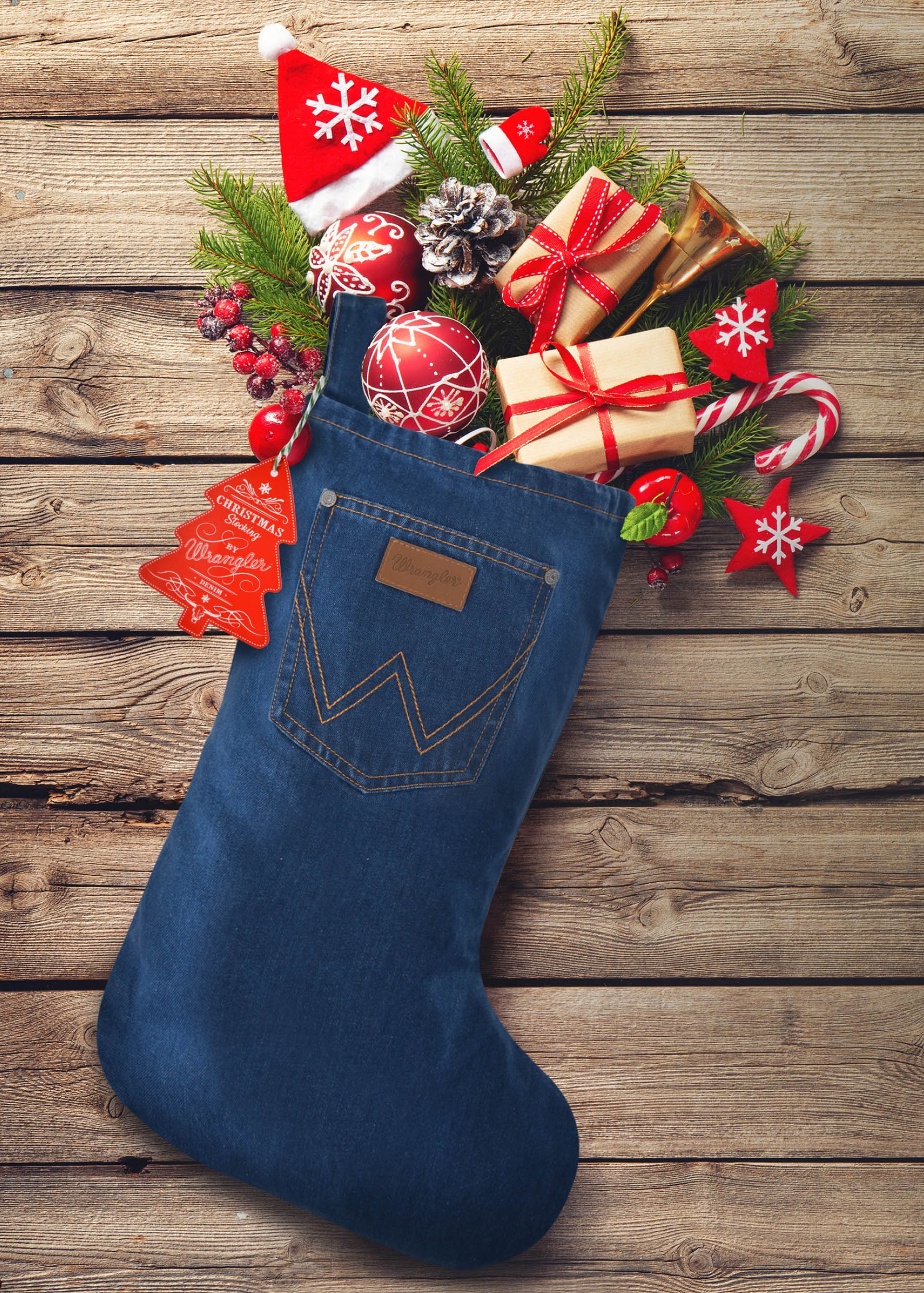 Wrangler Christmas Stocking (Indigo)%